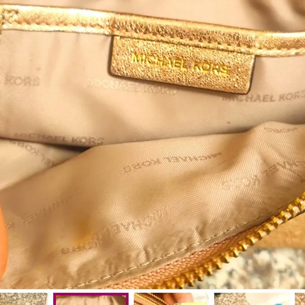 Michael Kors small Shimmering Gold Cosmetic Bag